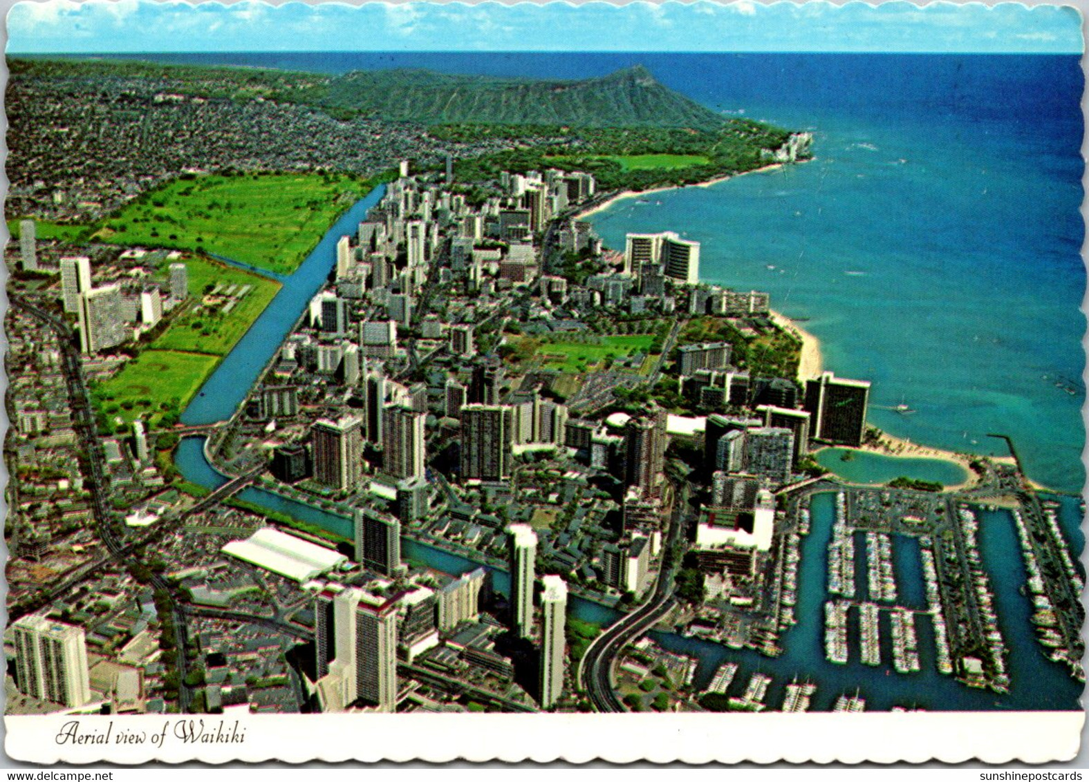 Hawaii Waikiki Aerial View Of Waikiki Beach And Diamond Head - Honolulu