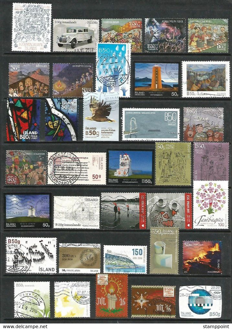 ICELAND 35 DIFFERENT USED STAMPS, FINE. - Gebraucht