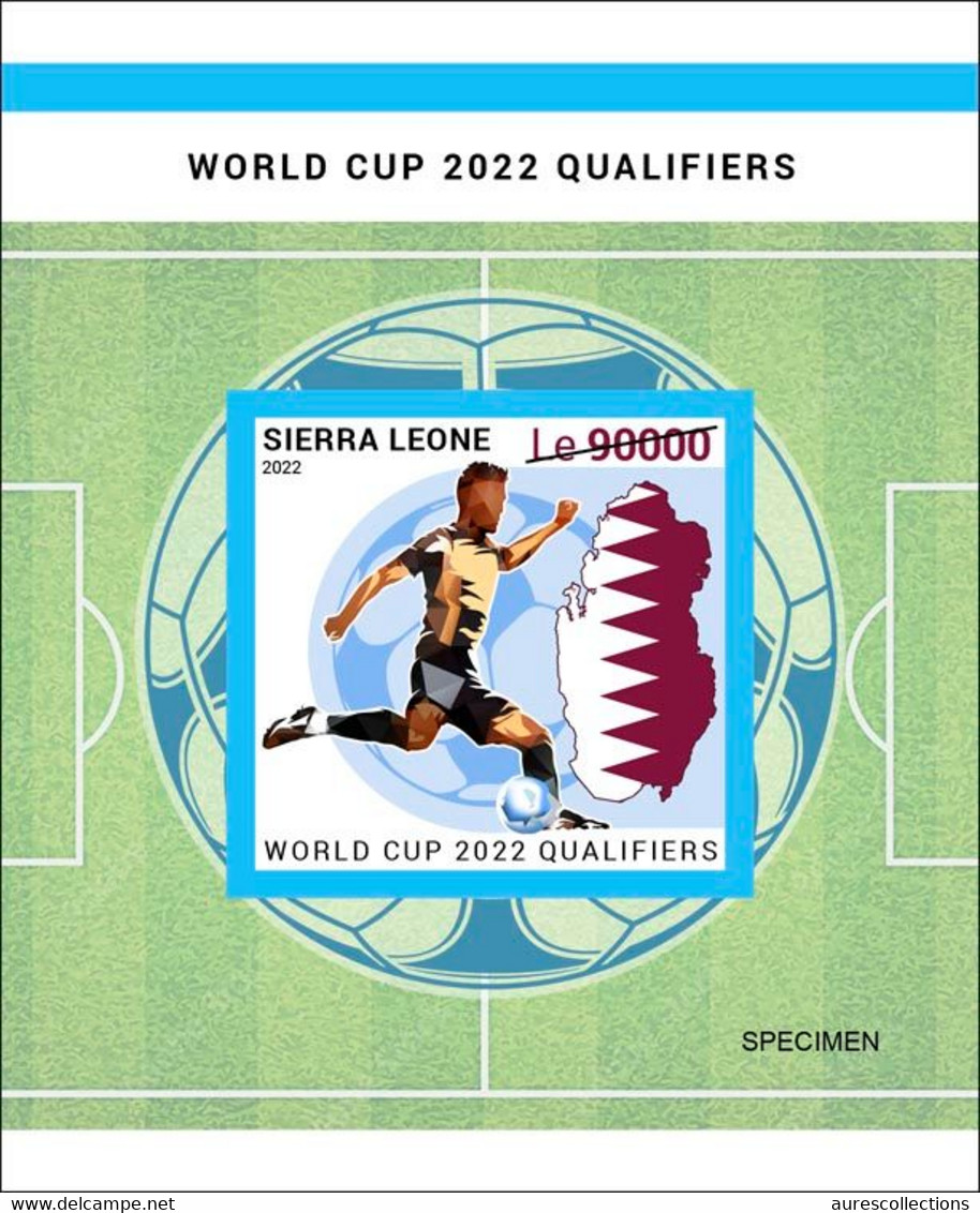 SIERRA LEONE 2022 - SPECIMEN IMPERF SOUVENIR SHEET - WORLD CUP FOOTBALL QATAR QUALIFIER SOCCER FLAGS MAP - MNH - 2022 – Qatar