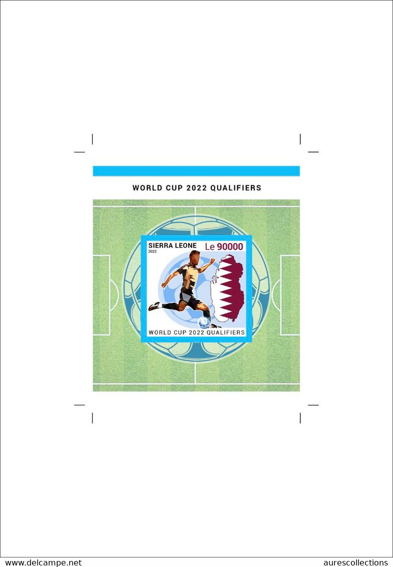 SIERRA LEONE 2022 - GLOBAL PROOF SOUVENIR SHEET - WORLD CUP FOOTBALL QATAR QUALIFIER SOCCER FLAGS MAP - MNH - 2022 – Qatar