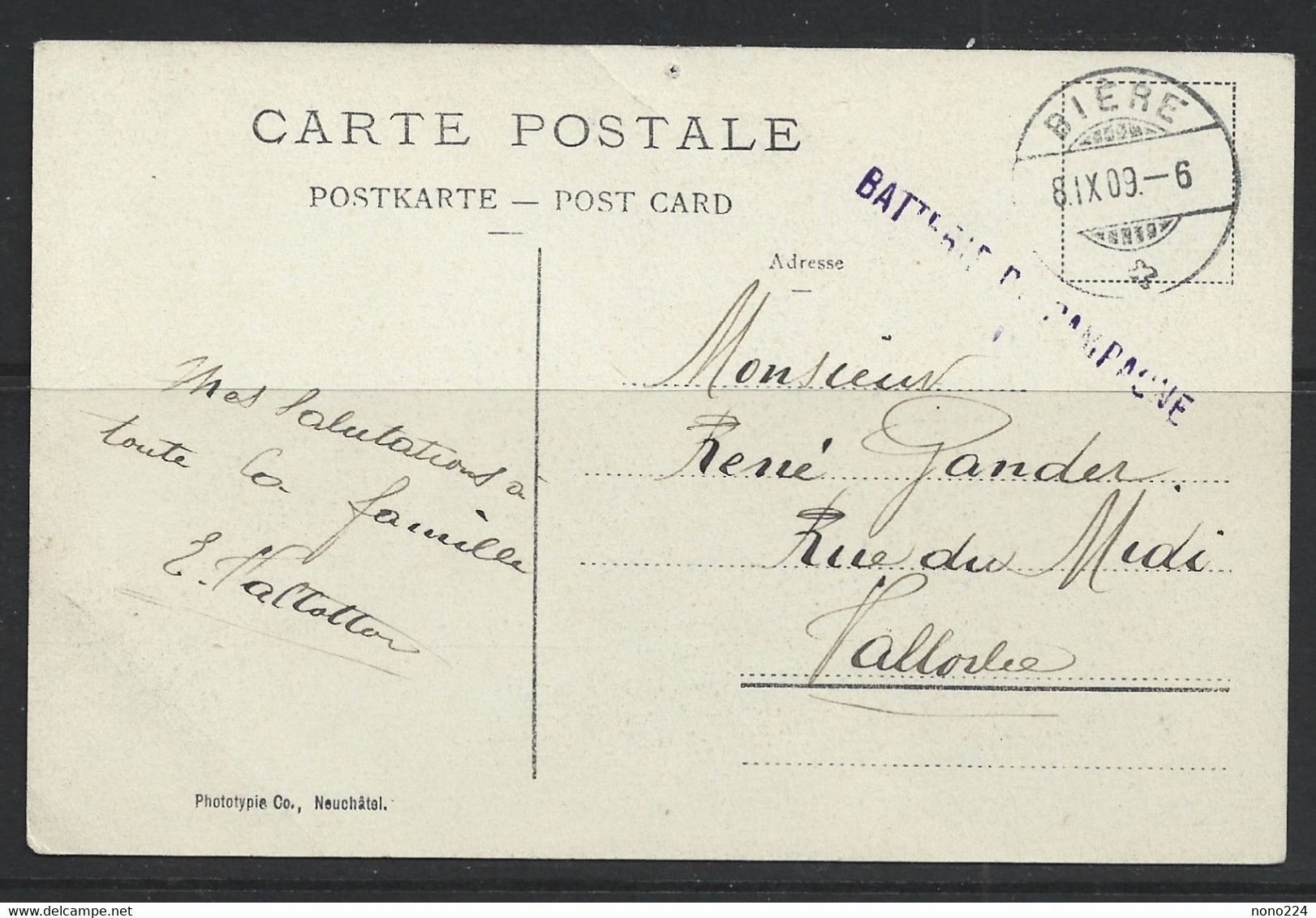 Carte P De 1909 ( Caserne De Bière ) - Bière