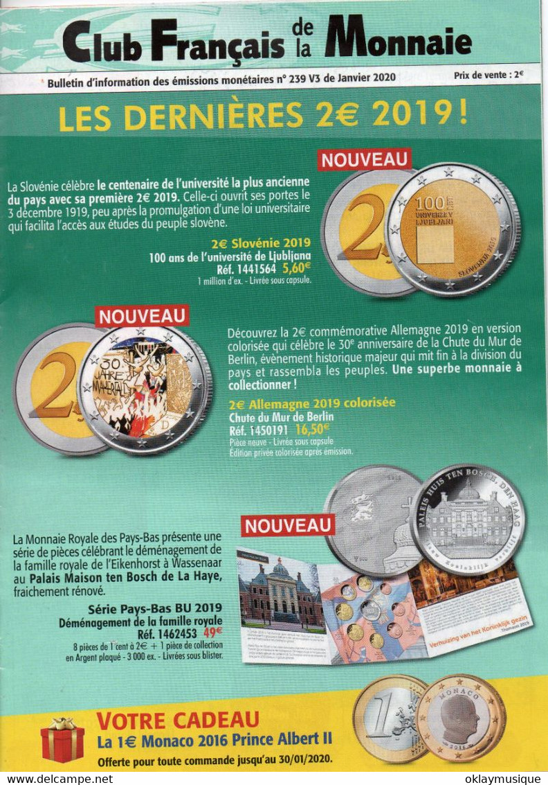 Club Français De La Monnaie N°239 - Francés