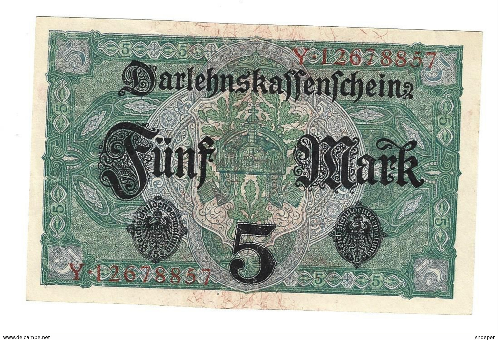 *Berlin 5 Mark  1/8/1917  56b  Unc - 5 Mark