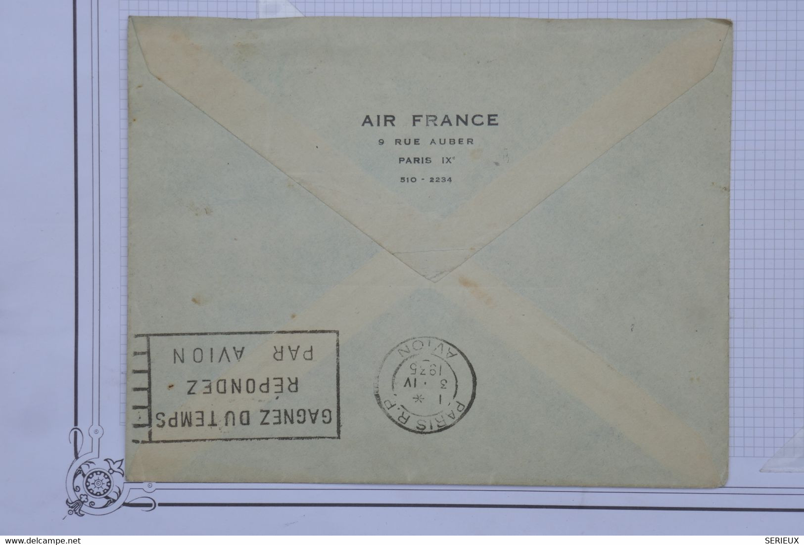 AU16 FRANCE   BELLE CARTE  1935  1ER VOL ALGER   AJACCIO CORSE POUR PARIS  +GRIFFES  + AFFR. PLAISANT - 1960-.... Covers & Documents