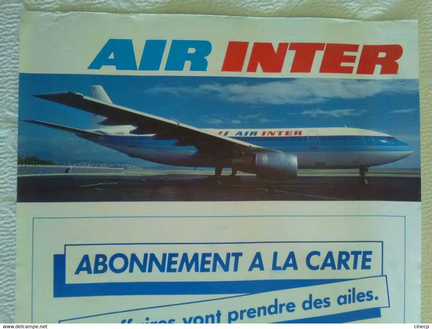 AFFICHE ORIGINALE ANCIENNE PUBLICITAIRE AIR INTER TOULOUSE AVIATION AVION - Poster