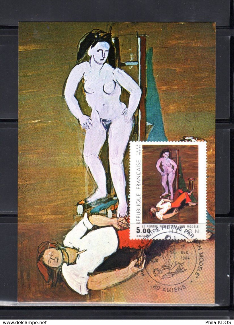 &#128286; " LE PEINTRE PIETINE PAR SON MODELE De HELION " Sur Carte Maximum De 1984 N° YT 2343 Parfait état CM à Saisir - Desnudos