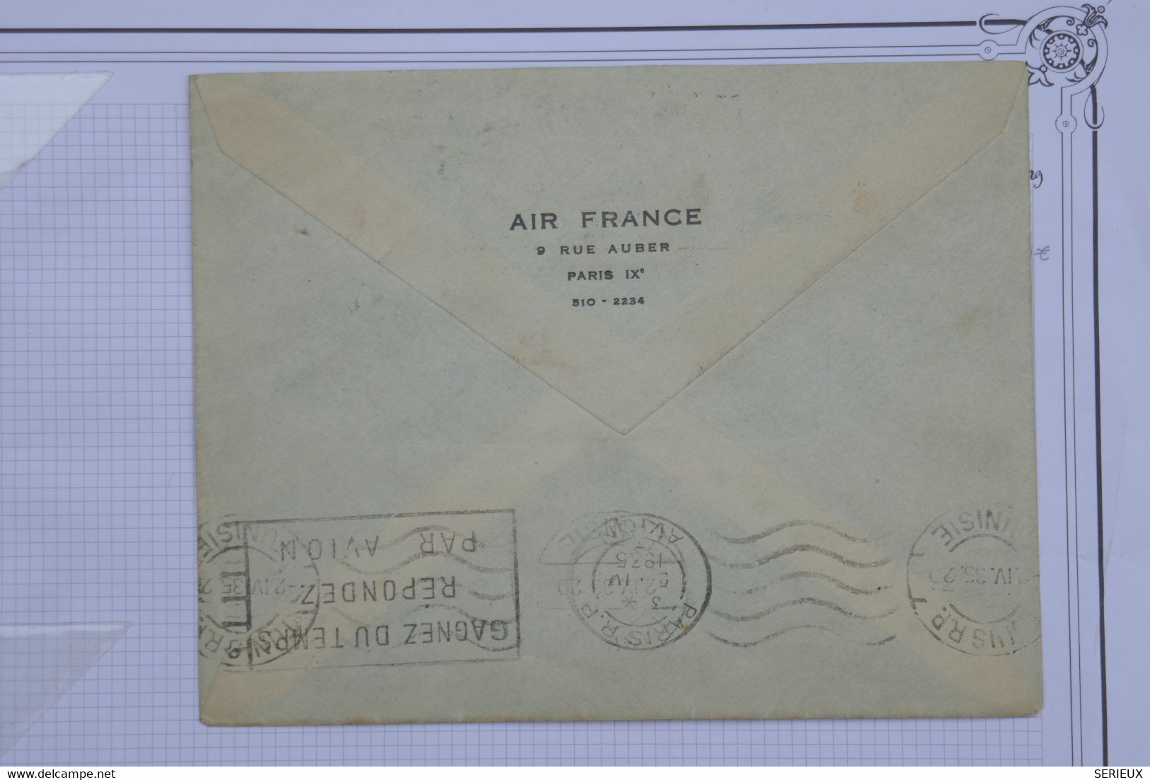 AU16 FRANCE   BELLE LETTRE 1935 1ER VOL  PARIS POUR ALGER TUNIS  +CACHET HEXAGONAL ++ + AFFR. PLAISANT - 1960-.... Briefe & Dokumente