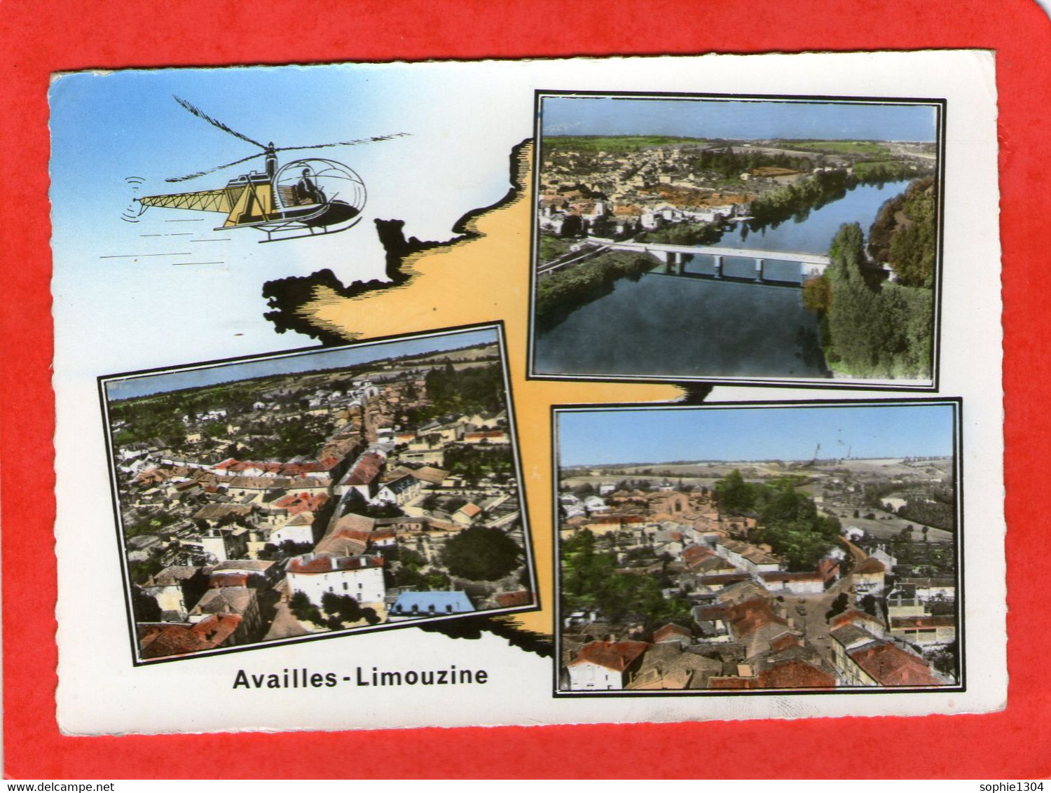 En Avion Au-dessus De AVAILLES-LIMOUZINE  - Vue Générale - Le Port Sur  La Vienne - La Place - 1966 - - Availles Limouzine