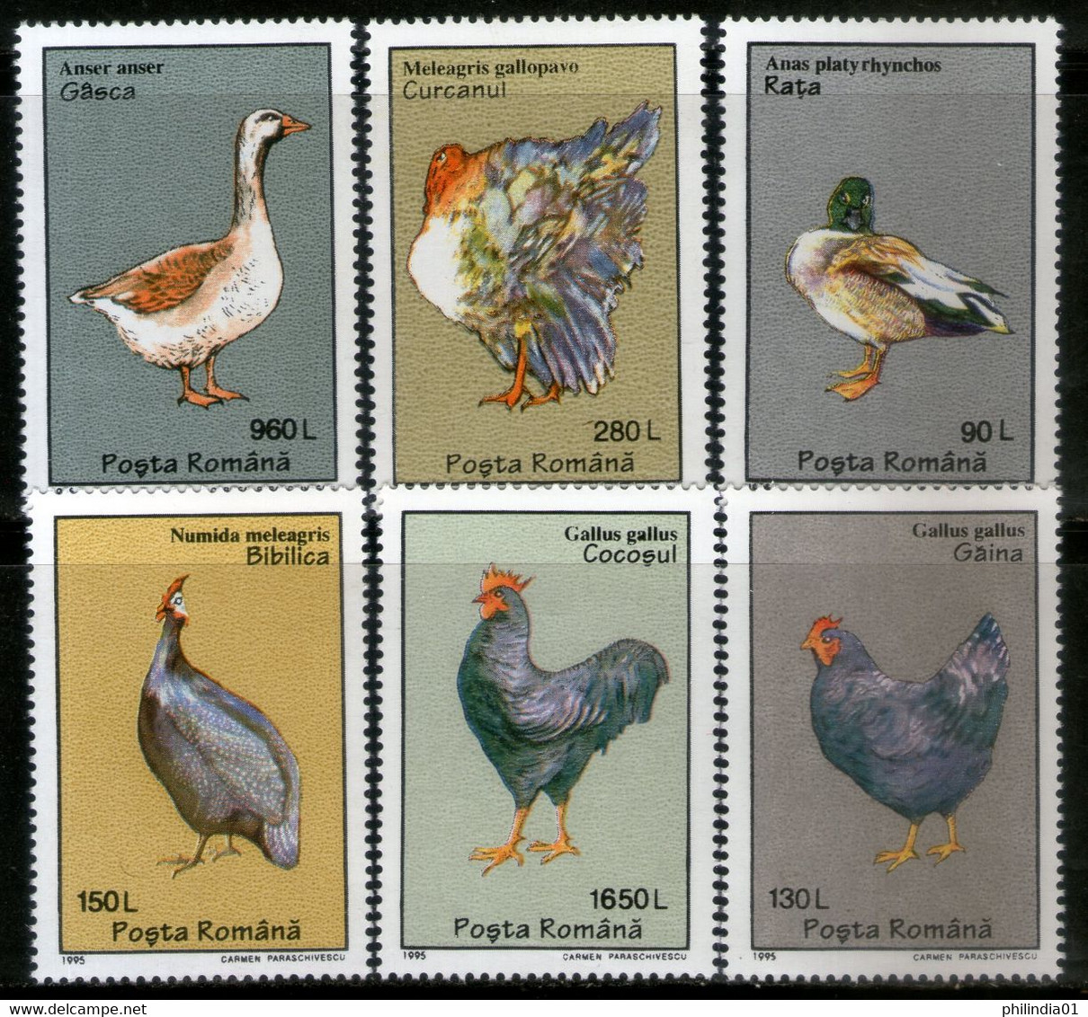 Romania 1995 Poultry Birds Fowl Cock Sc 4025-30 MNH # 1051 - Koekoeken En Toerako's