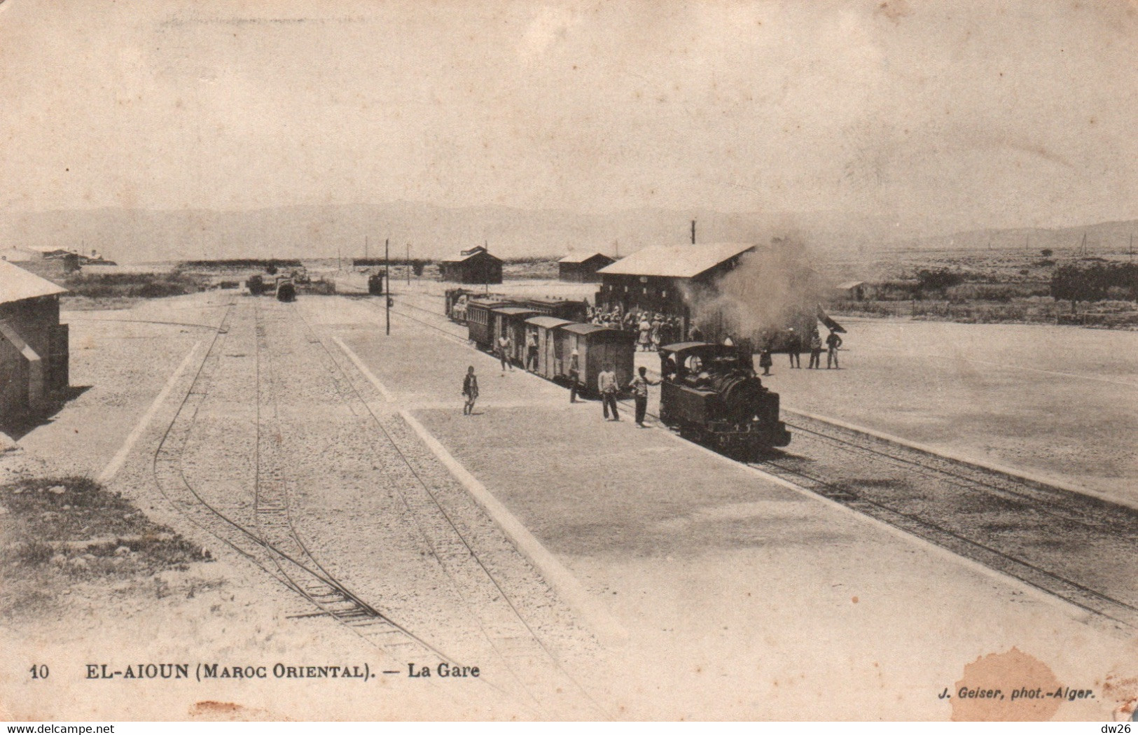 Maroc Oriental - El-Aioun, La Gare Avec Train En Gare - Carte J. Geiser N° 10 De 1914 - Altri & Non Classificati