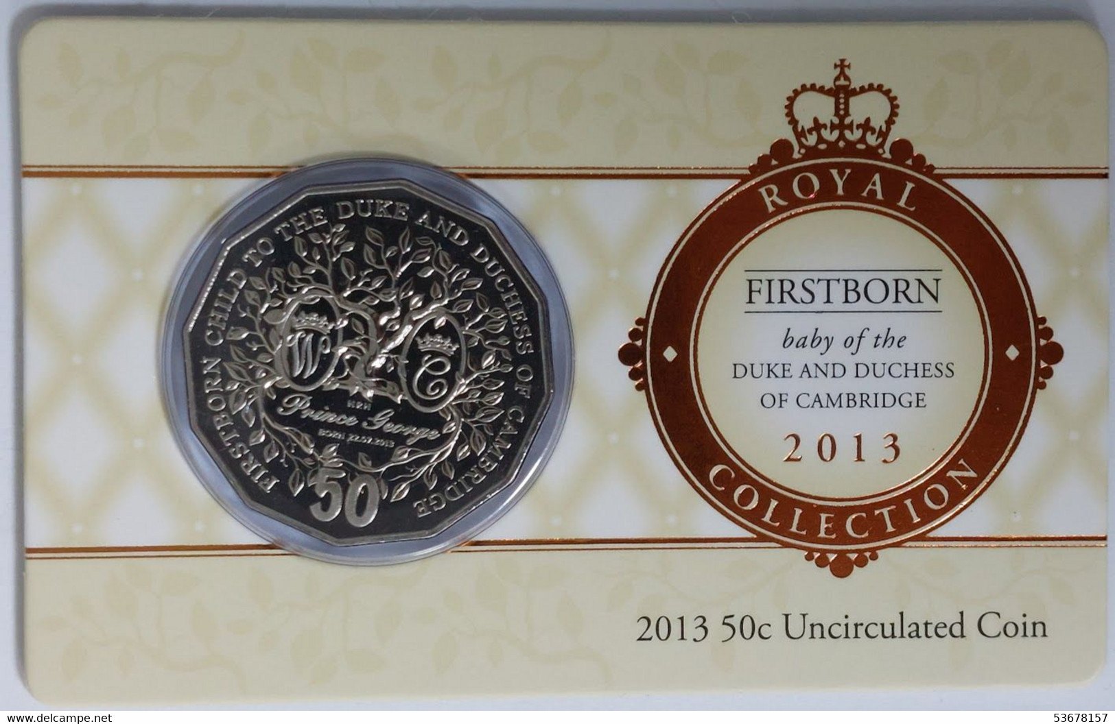 Australia - 50 Cents, 2013,  Firstborn Baby Of The Duke And Duchess Of Cambridge, Unc, KM# 2146 (In Card) - Collezioni