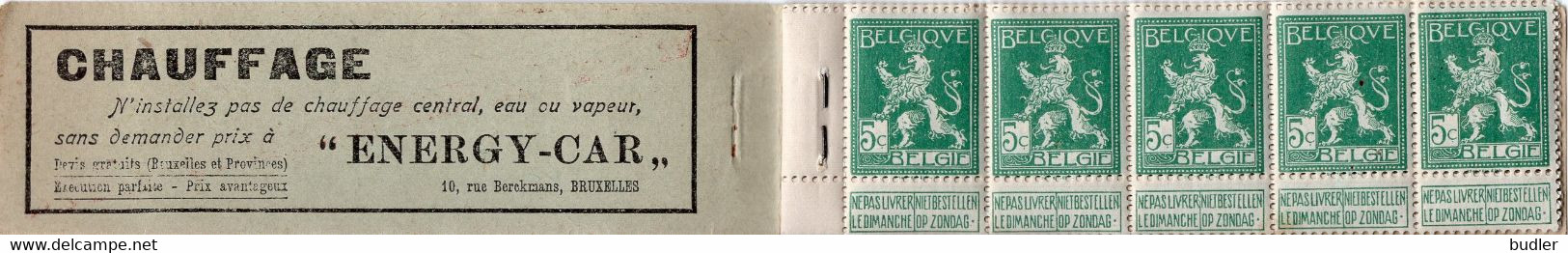 BELGIË / BELGIQUE :1914: OBP.Carnet A10b : Postzegelboekje “ENERGY-CAR” : ELECTRICITEIT,VERWARMING,MOTOREN,ÉLECTRICITÉ, - 1907-1941 Oude [A]