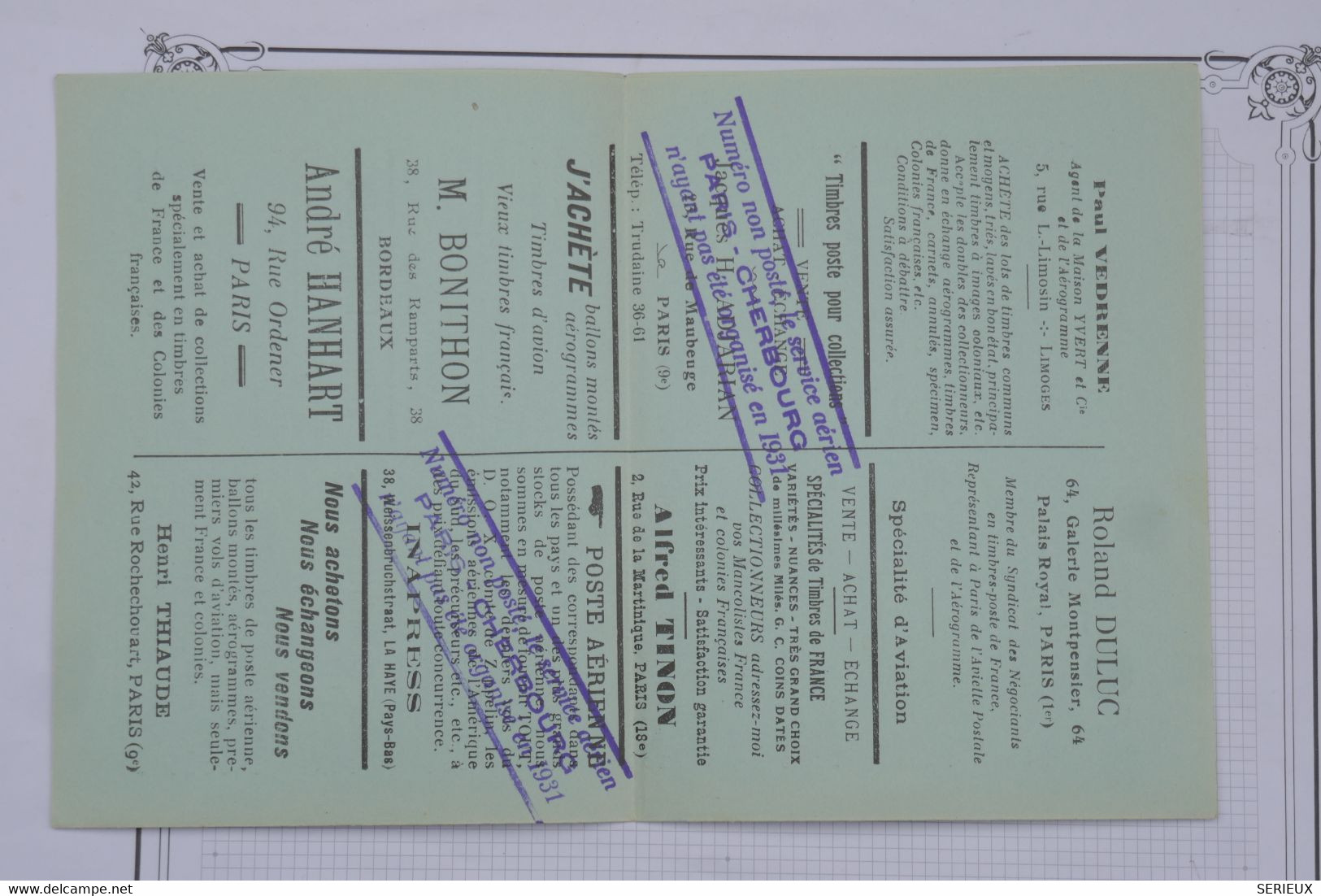 AU16 FRANCE  L AEROGRAMME DE BEAUVAIS N° 5  1931   +NON ENVOYé ++PLAISANT+ ++++PAS SI  COURANT - 1960-.... Brieven & Documenten