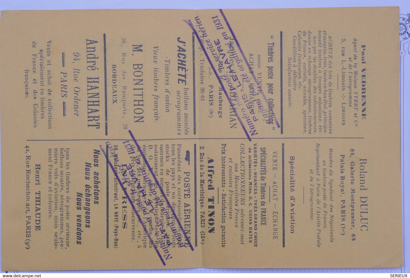 AU16 FRANCE  L AEROGRAMME DE BEAUVAIS N° 5  1931   +NON POSTé NEUF   ++AFFRANCH. PLAISANT+ ++++PAS SI  COURANT - 1960-.... Brieven & Documenten