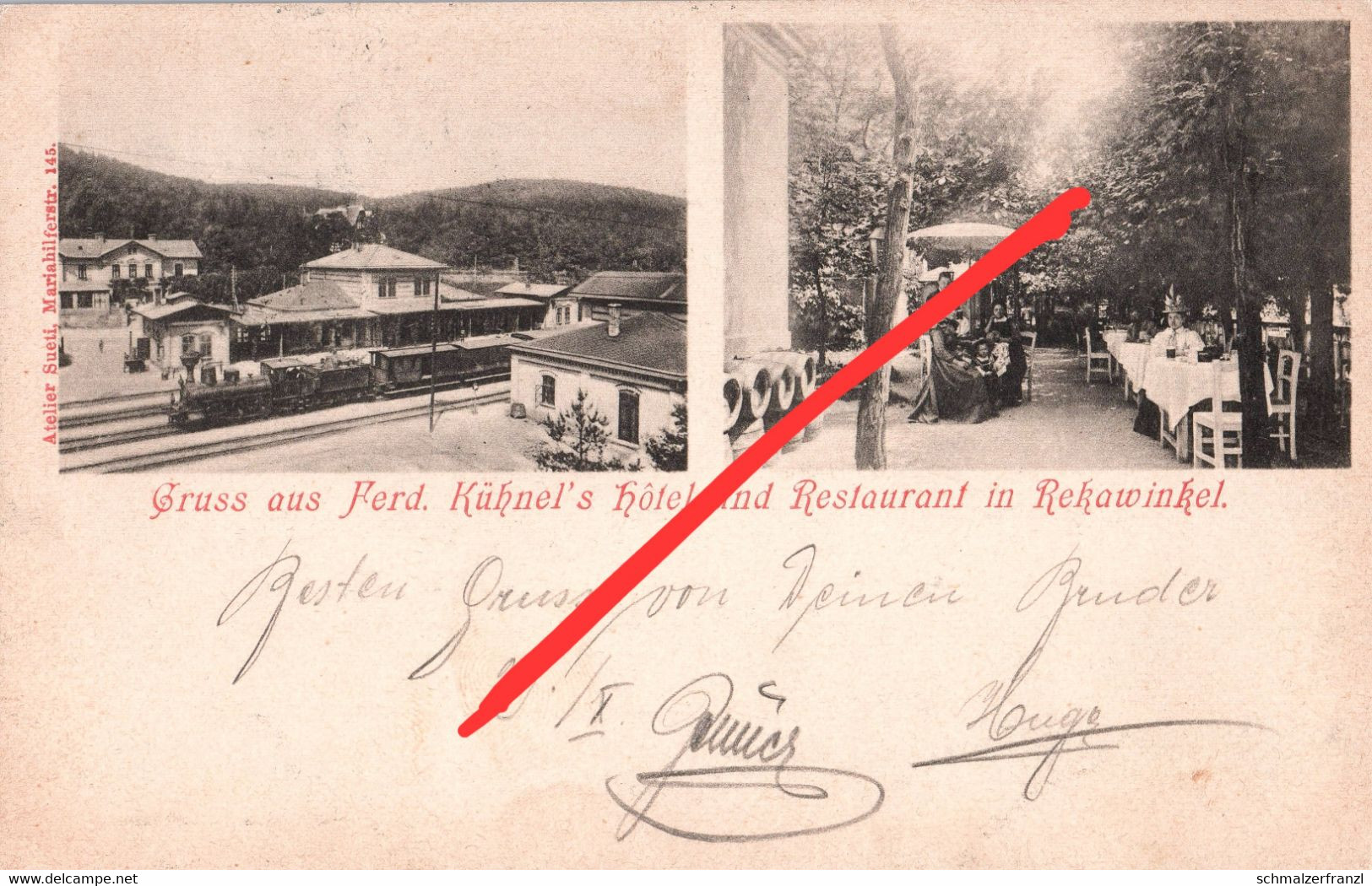 Litho AK Rekawinkel Kühnel S Hotel Restaurant Bahnhof A Pressbaum Eichgraben Hinterleiten Ottenheim Neulengbach Wien NÖ - Neulengbach