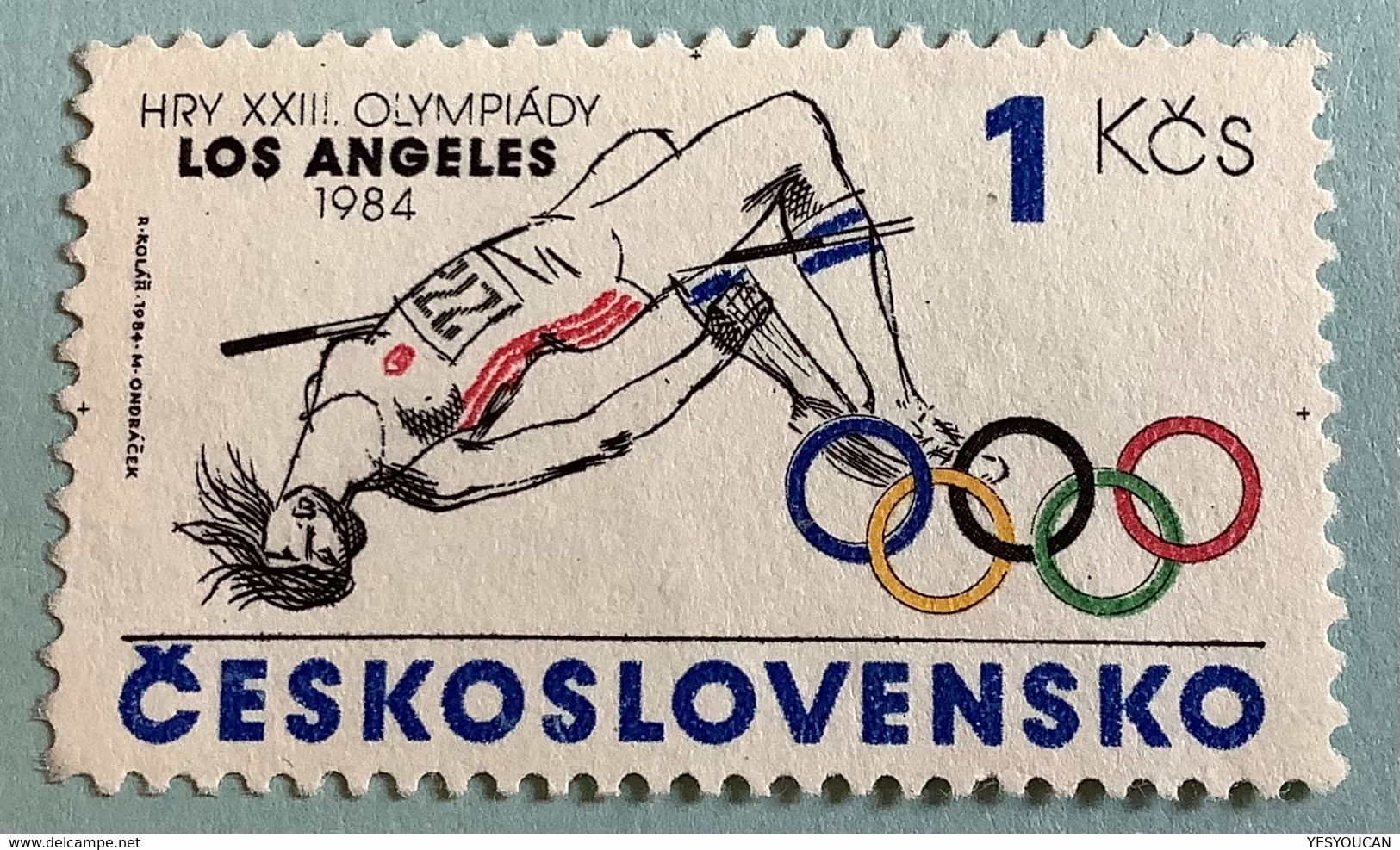 Yv.2600=7500€ JEUX OLYMPIQUES,RARE NON EMIS"LOS  ANGELES 1984"CERT(Tchécoslovaquie Czechoslovakia Unissued Olympic Games - Ongebruikt