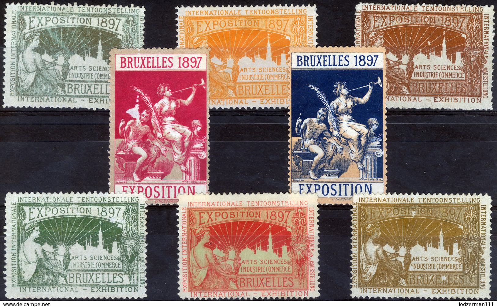 EXPO Brussels 1897 - 8 Vignettes (MNG) - Other & Unclassified