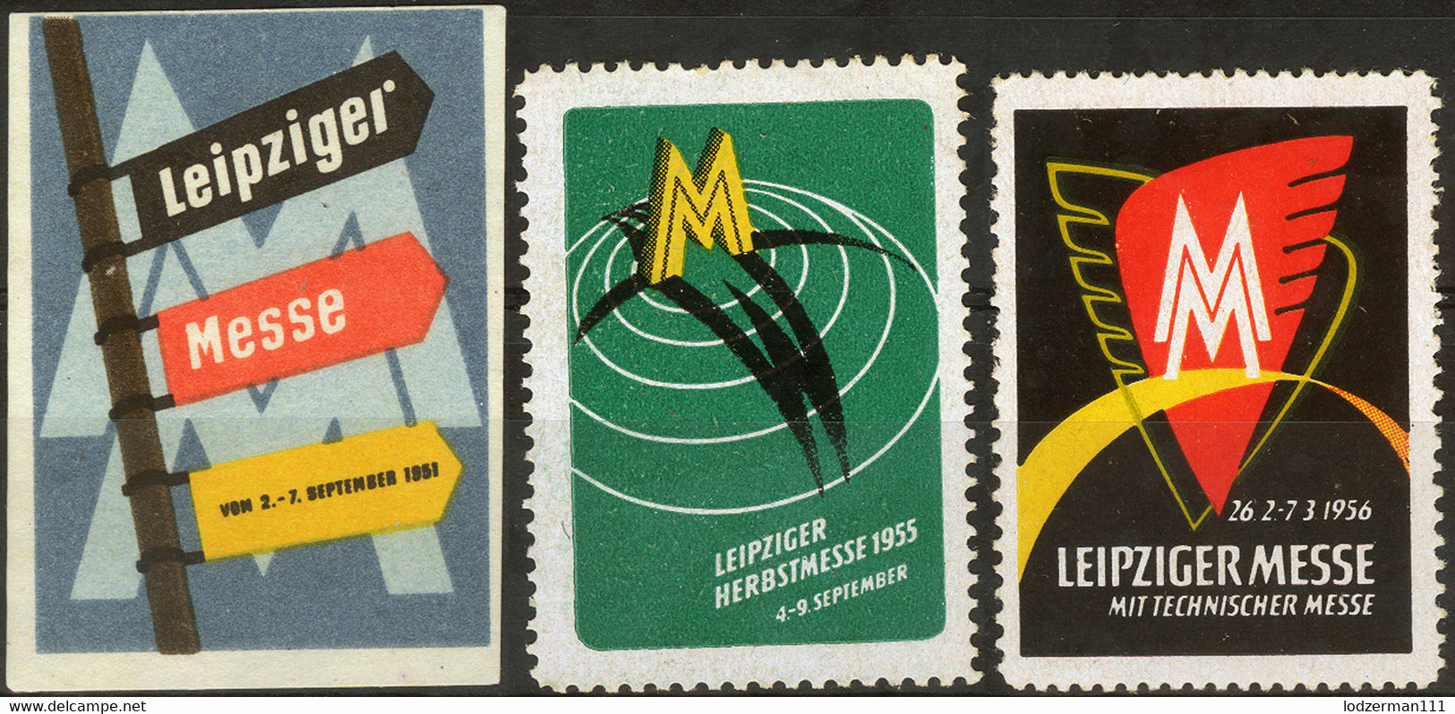 EXPO Leipzig '50s - 3 Vignettes (MNH-MNG) - Otros & Sin Clasificación