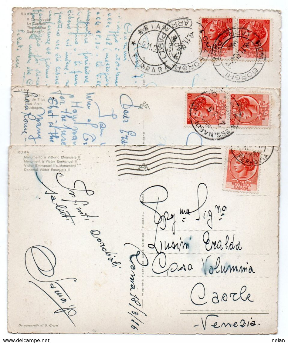 LOTTO 3 CARTOLINE ROMA - DA  ACQUARELLO DI G. GROSSI  -  F.G. - STORIA POSTALE - Sammlungen & Lose