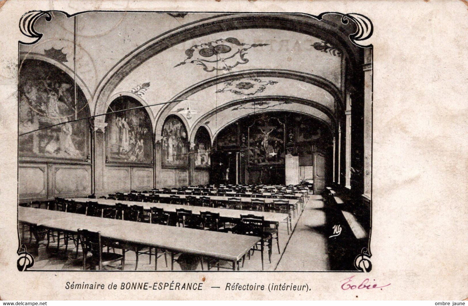 DP  - BELGIQUE - HAINAUT - Estinnes - Binche - Séminaire De Bonne Espérance - Refectoire Intérieur - Circulée 1905 - Estinnes