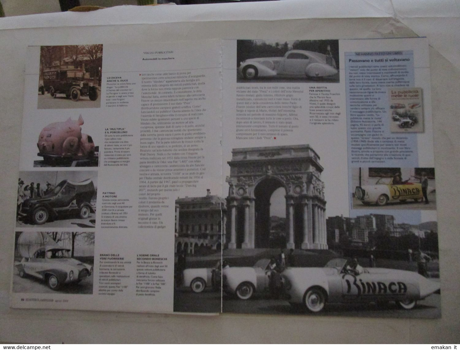 # ARTICOLO / CLIPPING FURGONE LANCIA 800 ALBANESI / VEICOLI PUBBLICITARI MULTIPLA / BINACA / PERUGINA - First Editions