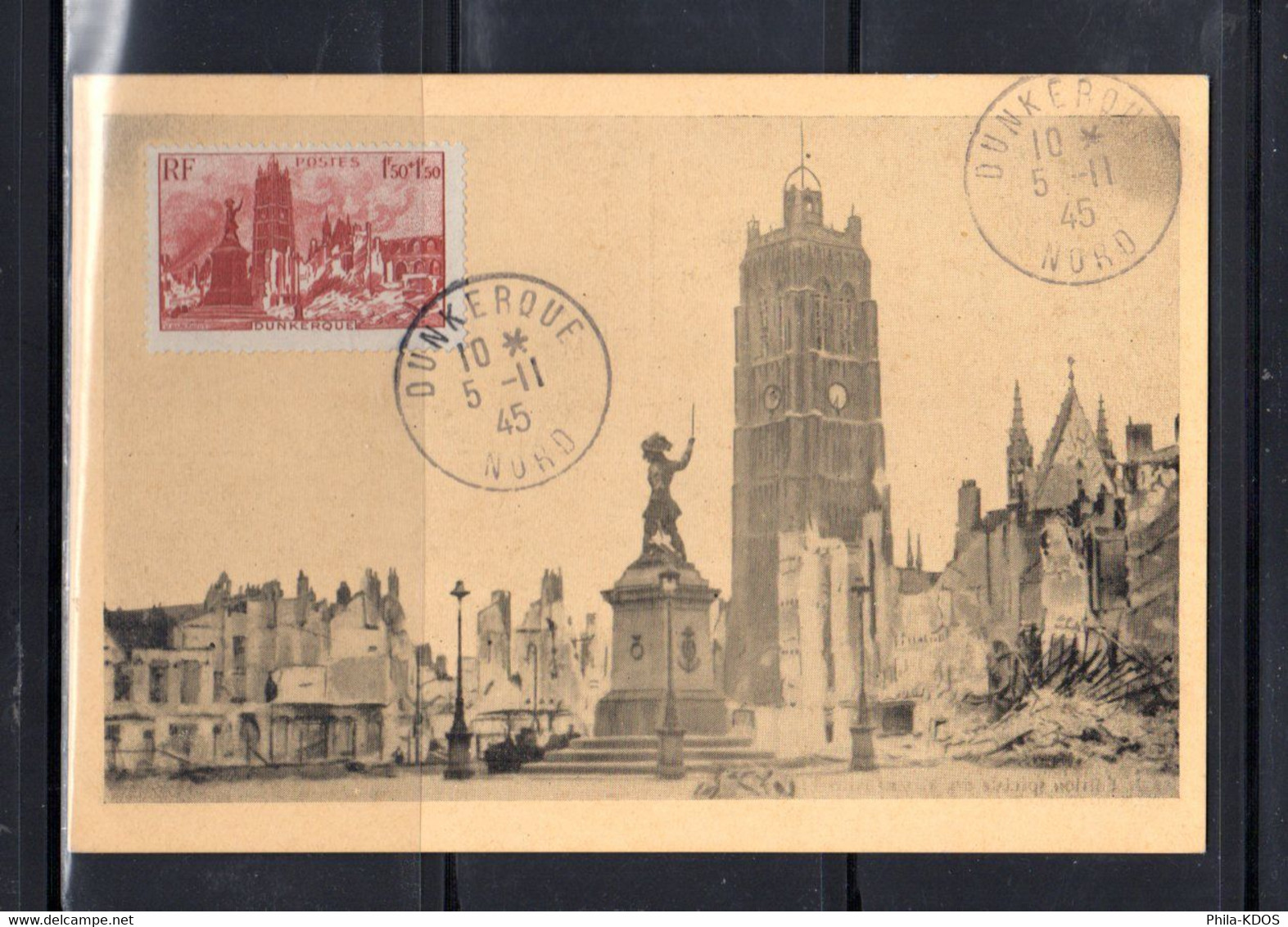 &#9989; 1945 " DUNKERQUE " Sur Carte Maximum N° YT 744. Voir Les 2 Scans. CM à Saisir ! - 1940-1949