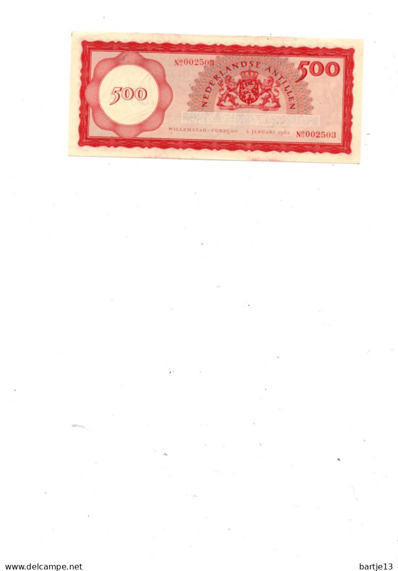 NEDERLANDSE ANTILLEN 500 GULDEN 2.01.1962 UNCIRCULATED FDC - Niederländische Antillen (...-1986)