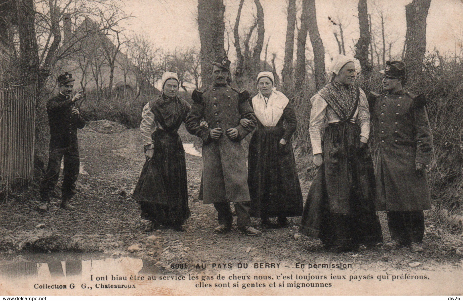 Femmes Patriotiques Au Pays Du Berry: Militaires En Permission - Collection G.G. - Carte N° 6081 De 1915 - Patriottisch