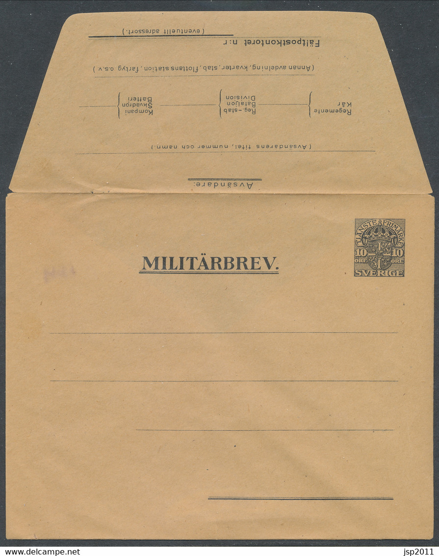 Sweden 1916 Facit # MU 1 - Military Letters Without Replay Stamps (MU), 10 öre. Unused. See Description. - Militaires