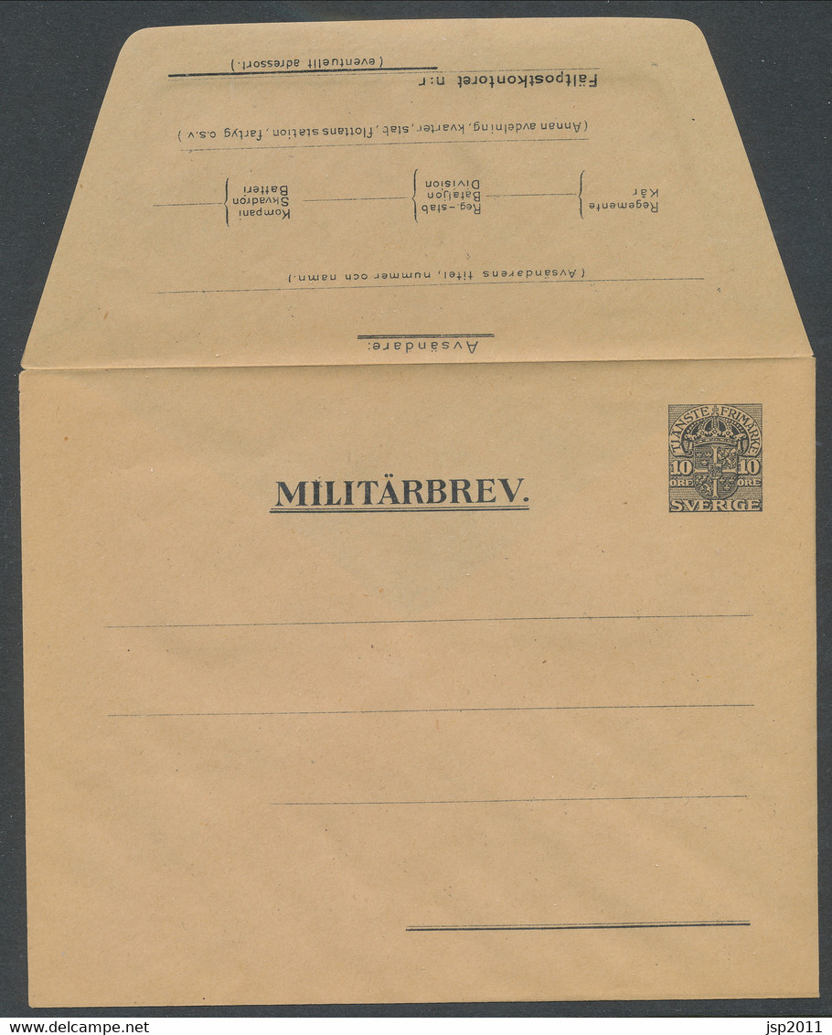 Sweden 1916 Facit # MU 1 - Military Letters Without Replay Stamps (MU), 10 öre. Unused. See Description. - Military