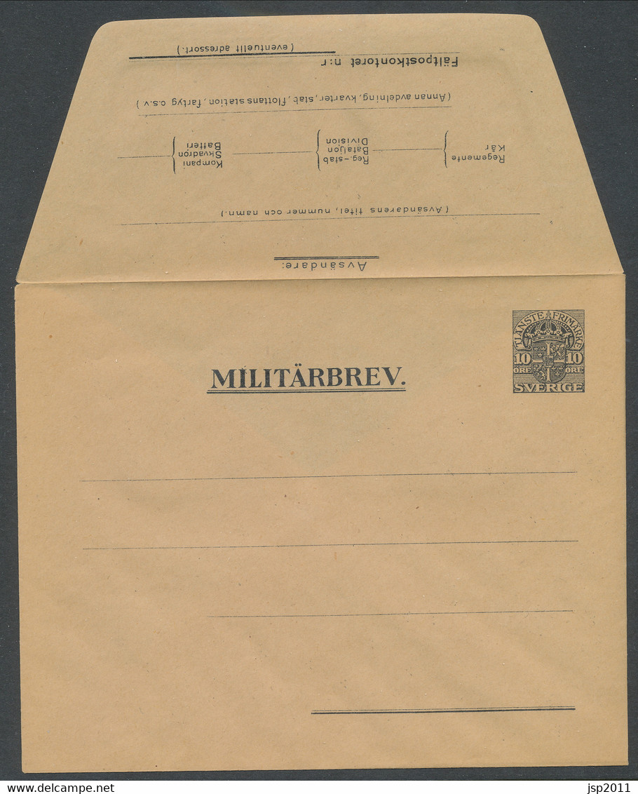 Sweden 1916 Facit # MU 1 - Military Letters Without Replay Stamps (MU), 10 öre. Unused. See Description. - Militaires