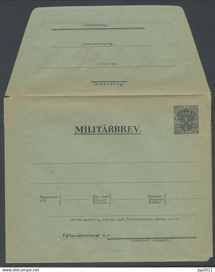 Sweden 1916 Facit # MU 2 - Military Letters Without Replay Stamps (MU), 10 öre. Unused. See Description. - Militares