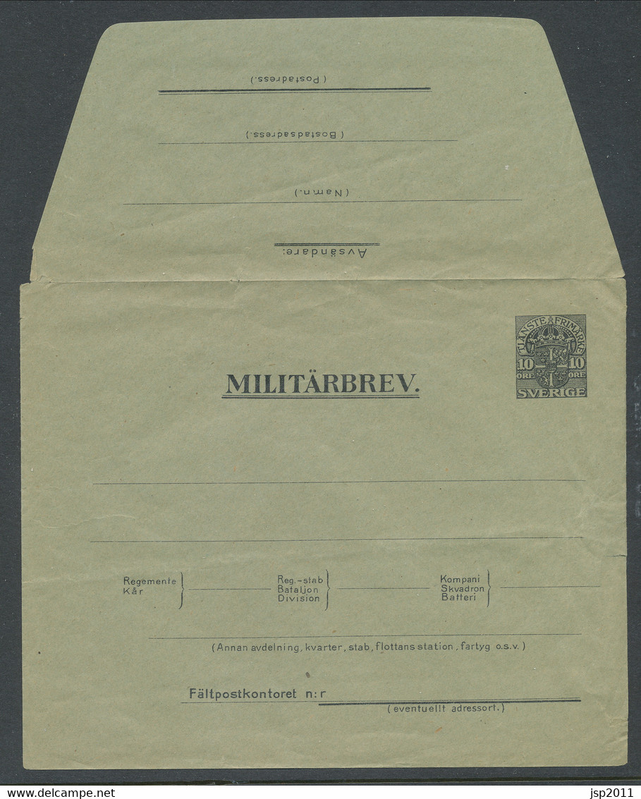 Sweden 1916 Facit # MU 2 - Military Letters Without Replay Stamps (MU), 10 öre. Unused. See Description. - Military