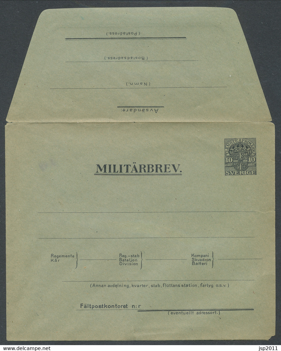 Sweden 1916 Facit # MU 2 - Military Letters Without Replay Stamps (MU), 10 öre. Unused. See Description. - Militares