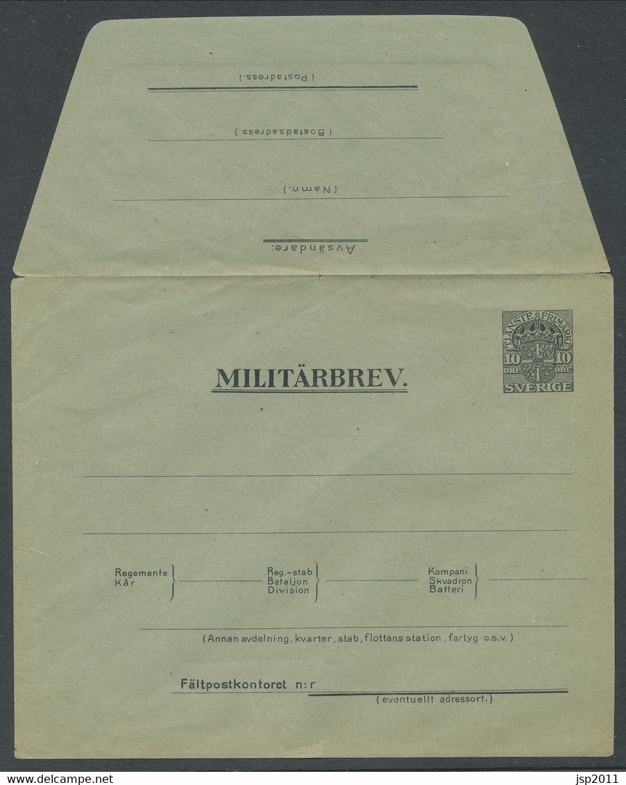 Sweden 1916 Facit # MU 2 - Military Letters Without Replay Stamps (MU), 10 öre. Unused. See Description. - Militaires