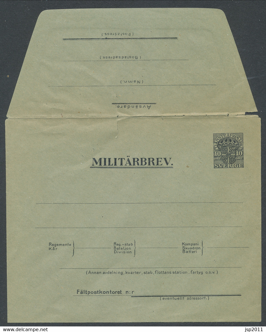 Sweden 1916 Facit # MU 2 - Military Letters Without Replay Stamps (MU), 10 öre. Unused. See Description. - Militaires