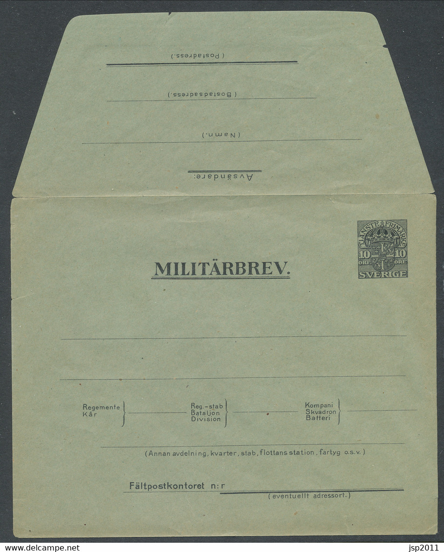 Sweden 1916 Facit # MU 2 - Military Letters Without Replay Stamps (MU), 10 öre. Unused. See Description. - Militärmarken