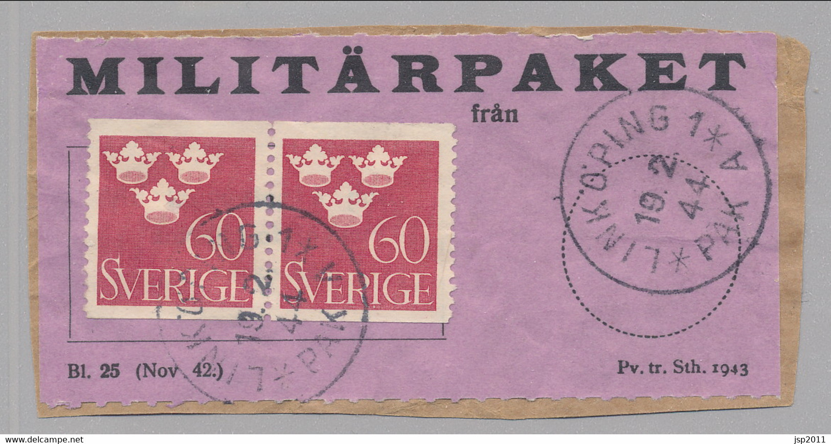 Sweden 1942, Facit # MPE V1. Parcel Post Label, See Description. - Militärmarken