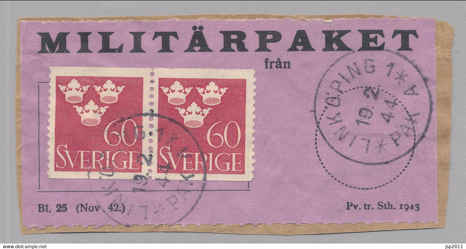 Sweden 1942, Facit # MPE V1. Parcel Post Label, See Description. - Militares