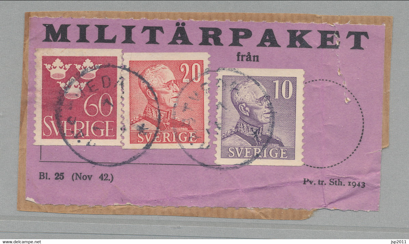 Sweden 1942, Facit # MPE V1. Parcel Post Label, See Description. - Militaires