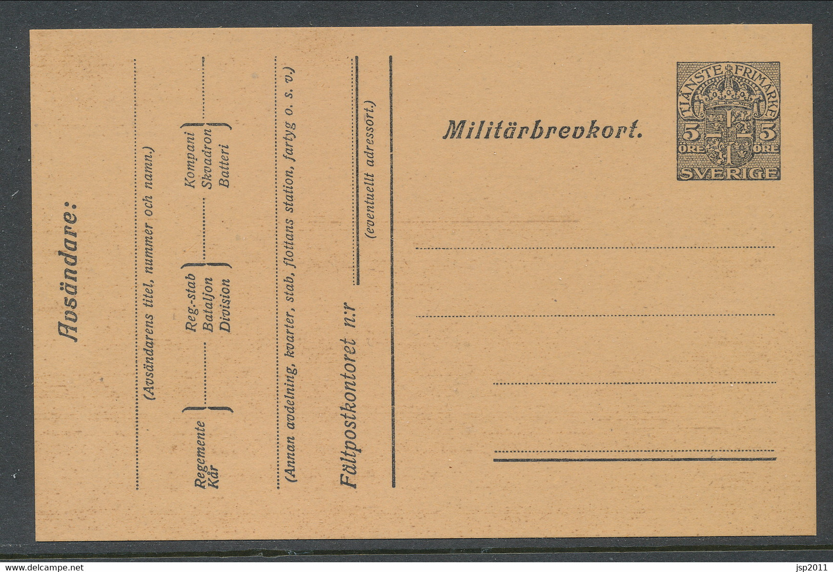 Sweden 1914-1916, Facit # MkB 2, 5 öre "Official Stamp". Unused. See Description - Militares