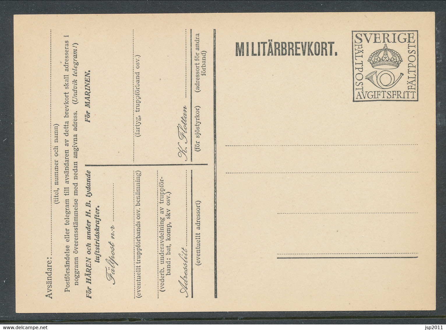 Sweden 1930, Facit # MkB 4, "PFree Of Charge", Large Crown. Unused. See Description - Militares