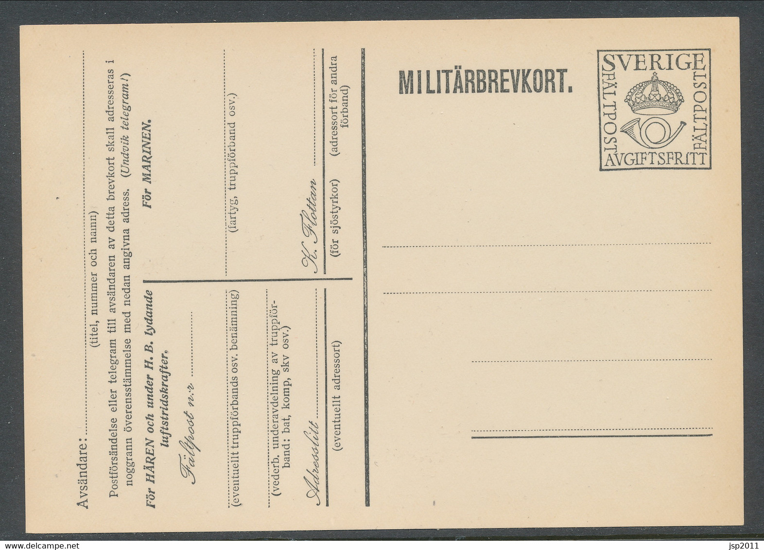 Sweden 1930, Facit # MkB 4, "PFree Of Charge", Large Crown. Unused. See Description - Militares