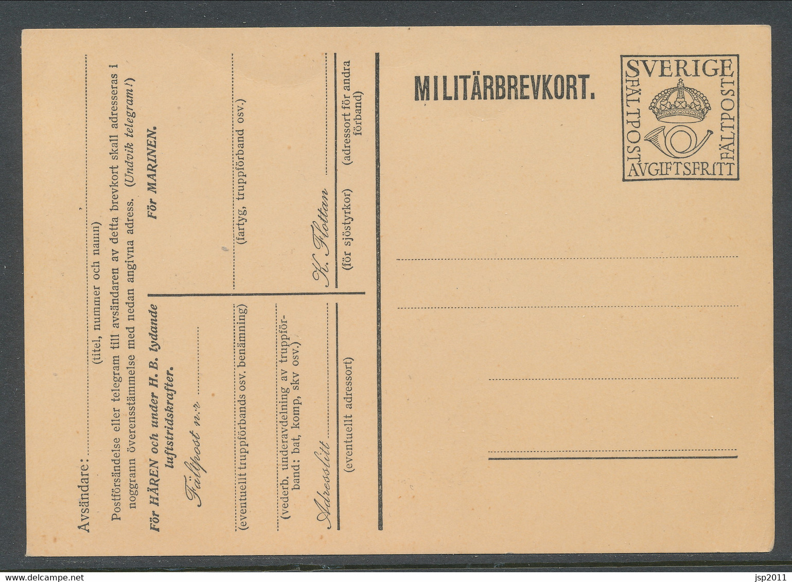 Sweden 1930, Facit # MkB 4, "PFree Of Charge", Large Crown. Unused. See Description - Military