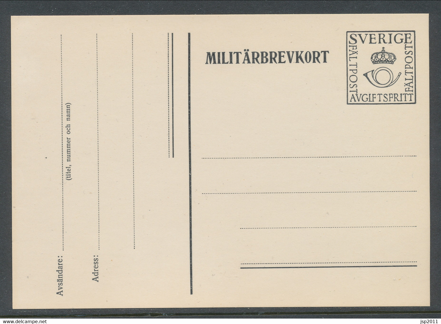 Sweden 1939-1940, Facit # MkB 5A, "PFree Of Charge", Small Crown. Unused. See Description - Military