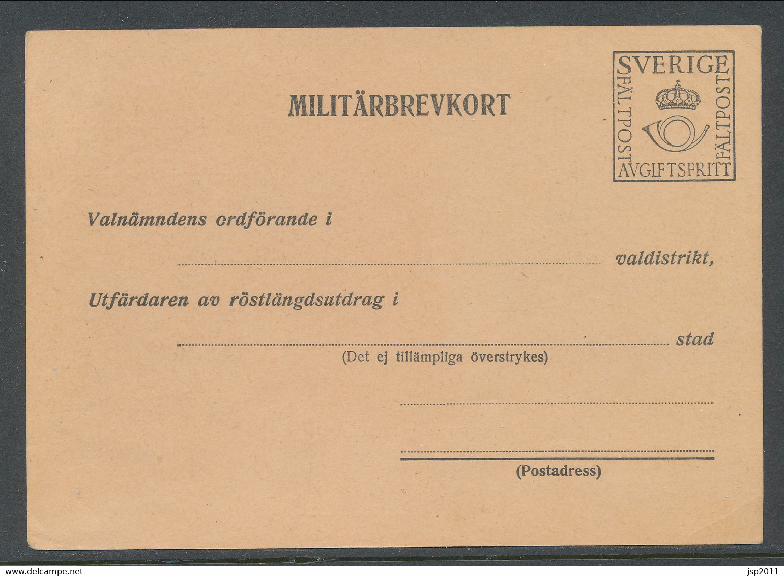 Sweden 1940, Facit # MkB 6A . For Extract Of The Electoral Register. Unused. See Description - Militares