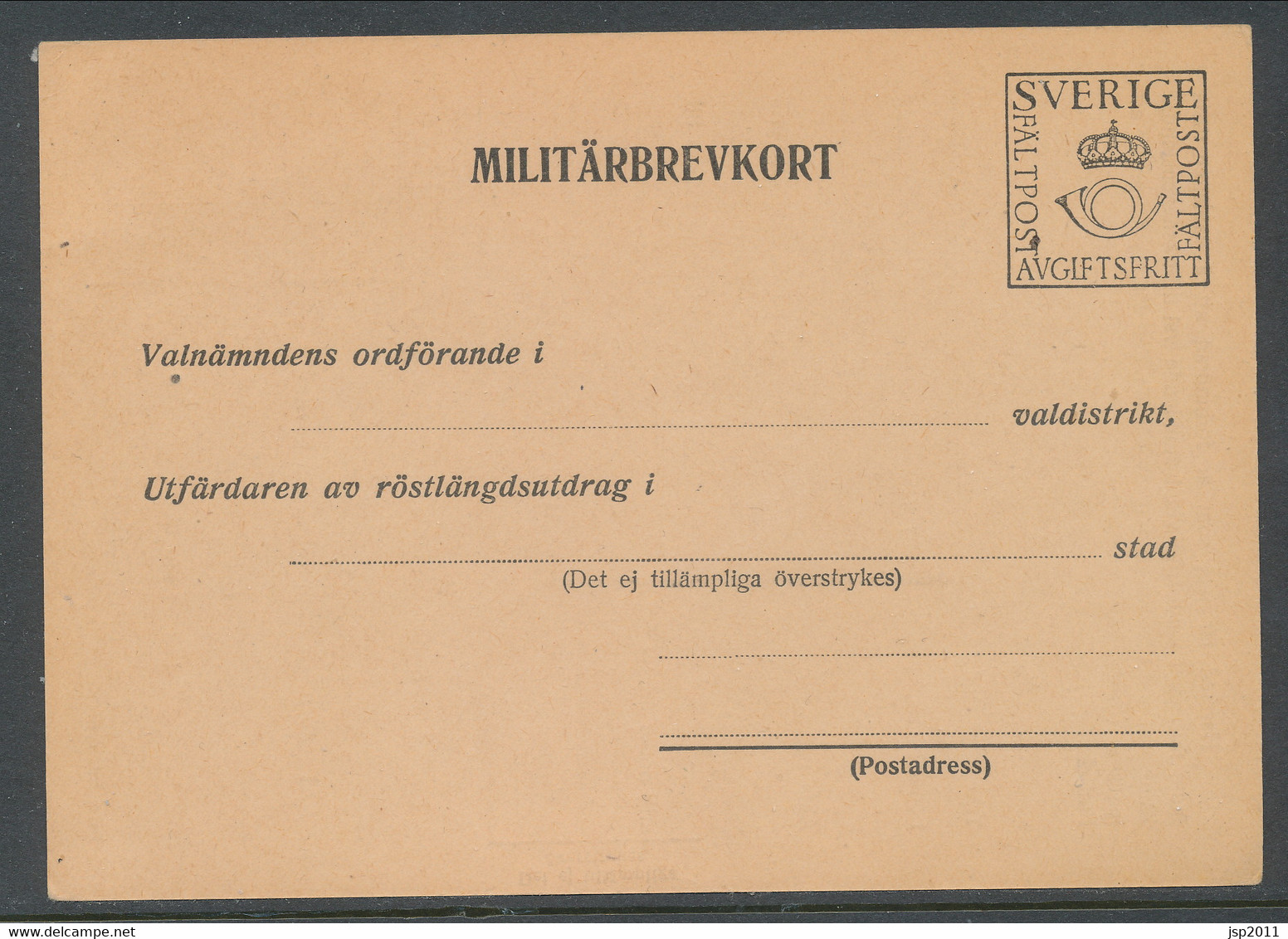 Sweden 1940, Facit # MkB 6A . For Extract Of The Electoral Register. Unused. See Description - Militaire Zegels