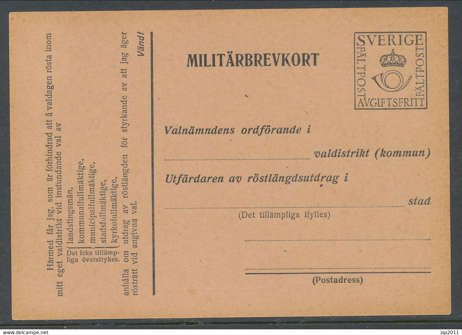 Sweden 1942, Facit # MkB 6B . For Extract Of The Electoral Register. Unused. See Description - Militärmarken