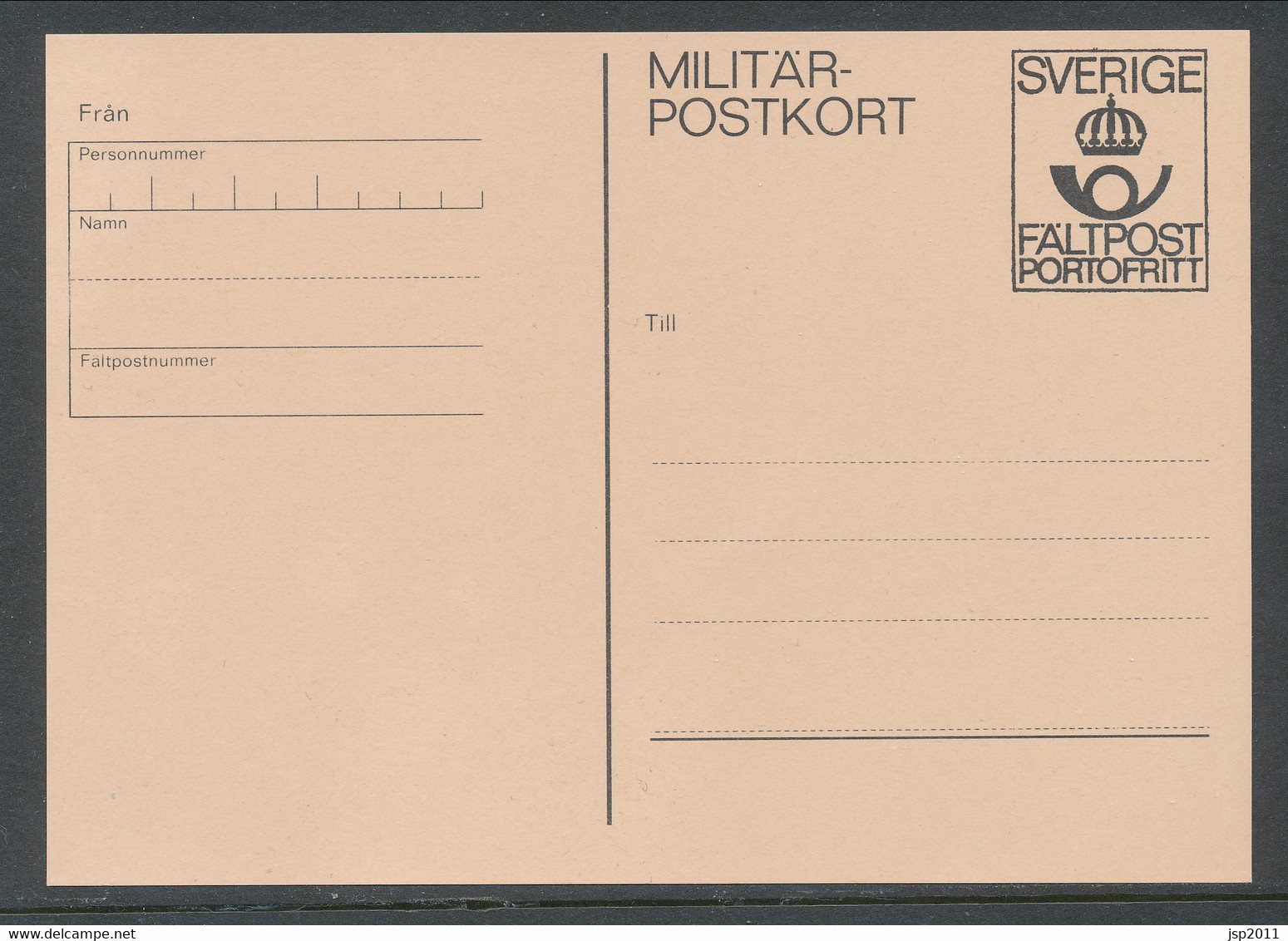 Sweden 1979, Facit # MpK 1 ."Postage Free" The Post Office Emblem. Unused. See Description - Military