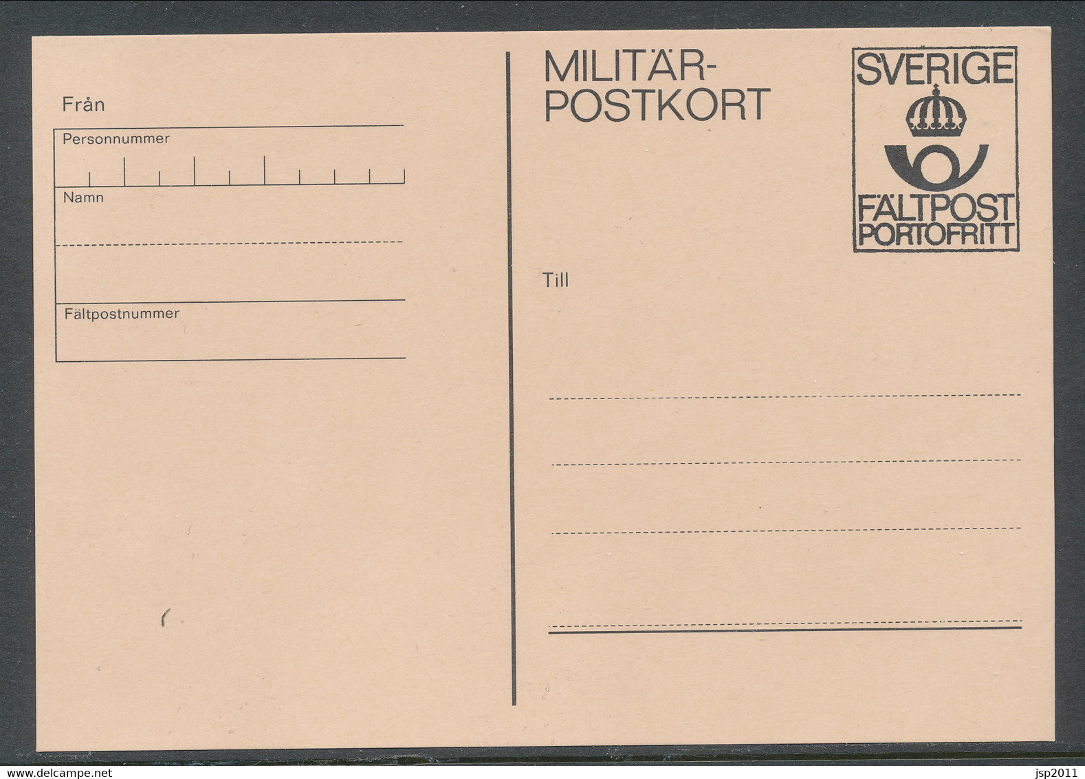 Sweden 1979, Facit # MpK 1 ."Postage Free" The Post Office Emblem. Unused. See Description - Militares